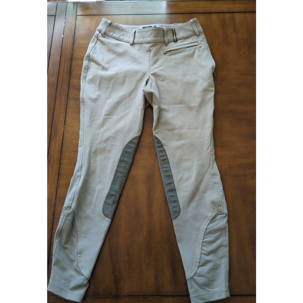 Noble Outfitters Equestrian Breeches Beige 28R Euro Seat Side Zip Riding Pants
